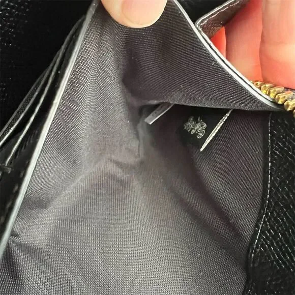 COACH Black Leather Phone Wallet Wristlet w Gold Hardware AUTHENTIC - Picture 8 of 8